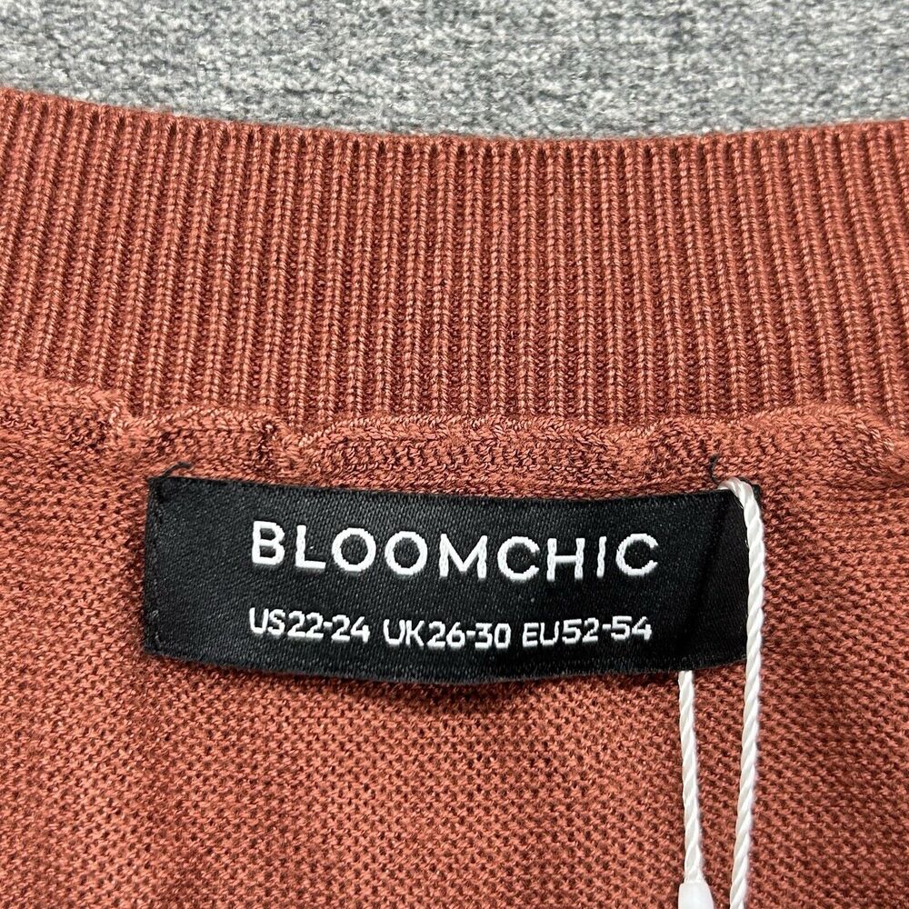 NWT Bloomchic Womens 22/24 Open Front Cardigan Sweater Rust Orange Plus Size - Picture 3 of 8